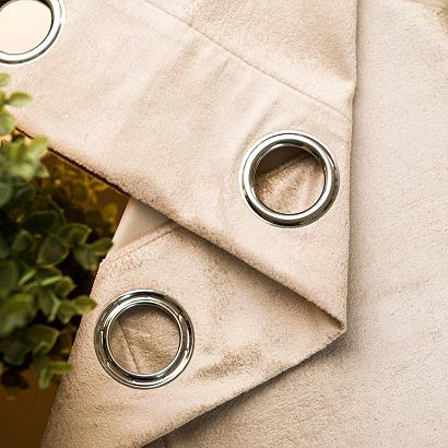 Zasłona gotowa na przelotkach ELEONORA 140x250 jasnobeżowa ze złotym nadrukiem