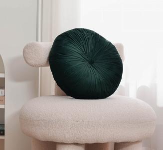 Poszewka dekoracyjna Soft welurowa butelkowa zieleń okrągła