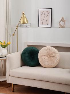 Poszewka dekoracyjna Soft welurowa butelkowa zieleń okrągła