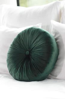 Poszewka dekoracyjna Soft welurowa butelkowa zieleń okrągła