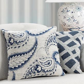 Poszewka dekoracyjna SABRINA 43x43 Eurofirany kremowa granatowa ornament paisley