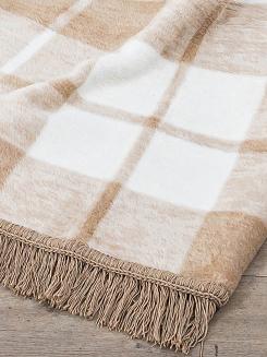 Koc bawełniano-akrylowy 150x200 wzór 1012-1 beżowy kremowy krata