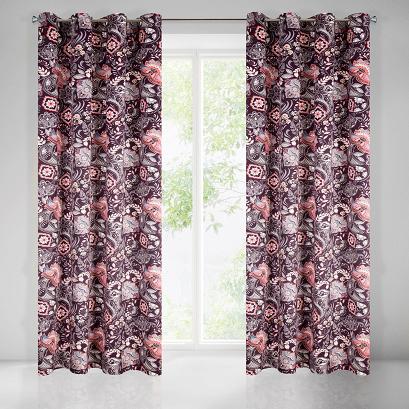 Zasłona gotowa na przelotkach MIREI 140x250 Eurofirany śliwka/ciemnorózowy