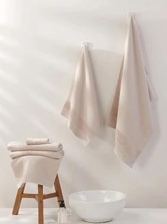 Ręcznik bawełniany wafel Checky 70x140 kaszmirowy z ozdobną bordiurą