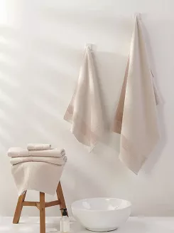 Ręcznik bawełniany wafel Checky 70x140 kaszmirowy z ozdobną bordiurą