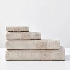 Ręcznik bawełniany wafel Checky 70x140 kaszmirowy z ozdobną bordiurą