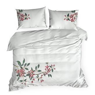 Pościel haftowana HAFT5 160x200 Eurofirany kwiaty biała różowa