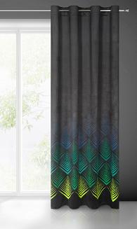 Zasłona gotowa na przelotkach ANGELINA 140x250 Eurofirany czarny/niebieski