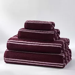Ręcznik Bawełniany LINE 30x50 vintage burgundowy w różowe paski