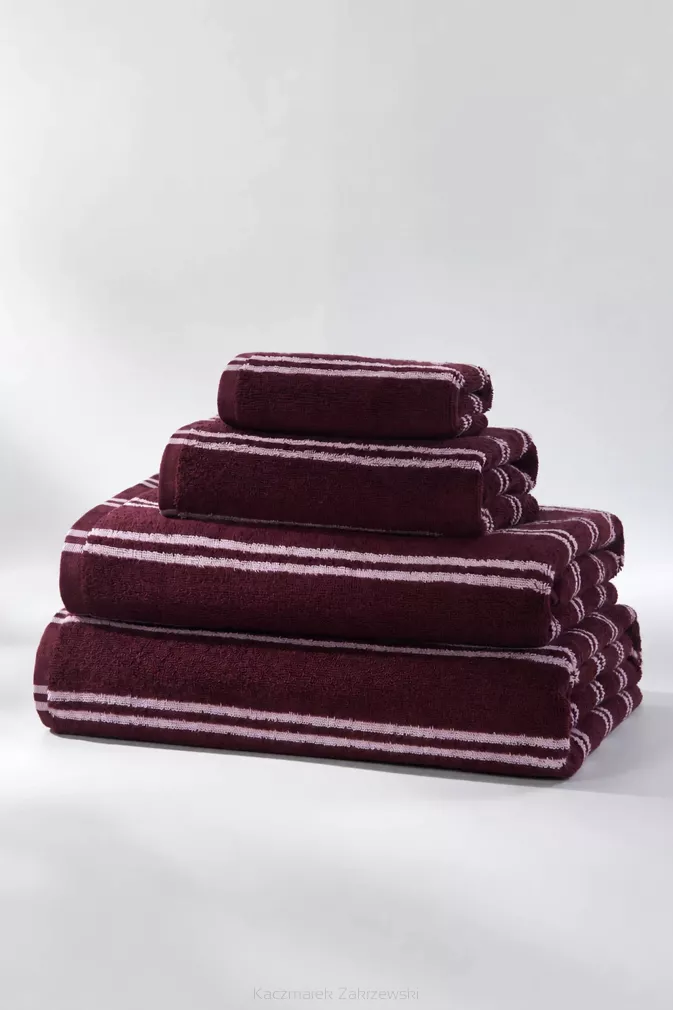 Ręcznik Bawełniany LINE 30x50 vintage burgundowy w różowe paski