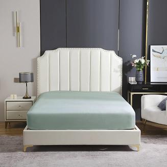 Prześcieradło satyna bawełniana z gumką 180x200 SIN szałwiowe