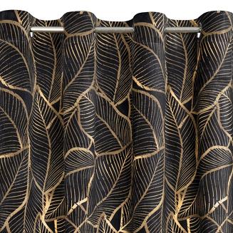 Zasłona gotowa na przelotkach ASTEJA 140x250 Eurofirany czarny/złocisty