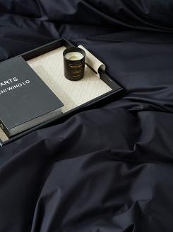 Pościel satyna bawełniana Queen Premium 160x200 czarna ze złotą lamówką