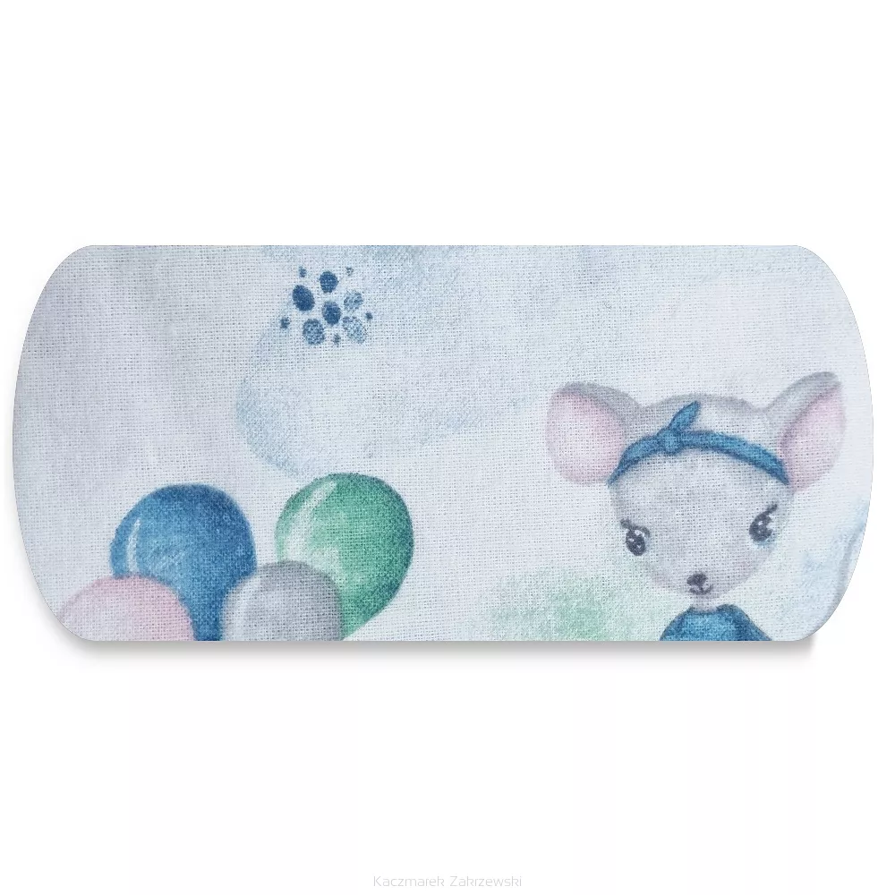 Pielucha flanelowa 75x75 biała niebieska różowa myszki w filiżance