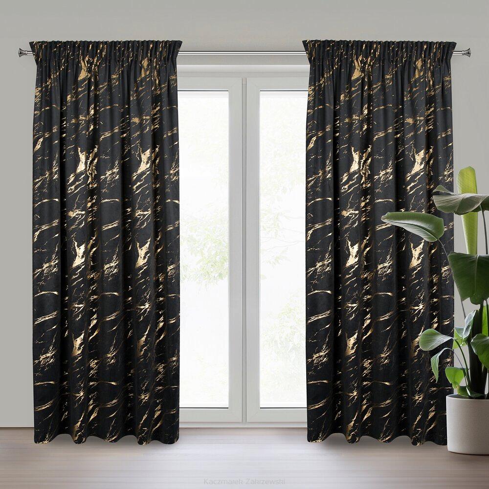 Zasłona gotowa na taśmie MOLLY 140x270 Eurofirany czarny