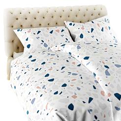 Pościel flanelowa LASTRYKO 160x200 biała wielokolorowa płytki lastrykowe