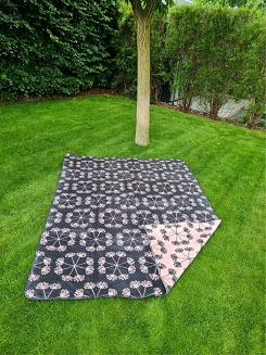 Koc bawełniano-akrylowy 150x200 różowe czarne dmuchawce