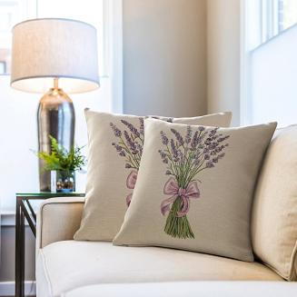 Poszewka dekoracyjna 45x45 Eurofirany naturalna zielona fioletowa lawenda