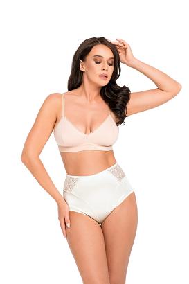 Figi damskie z wysokim stanem modelujące satynowe wykończenie Babell kod 103/1 ecru