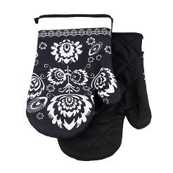 Rękawice kuchenne 18x27 z magnesem 2 szt. łowicki czarne