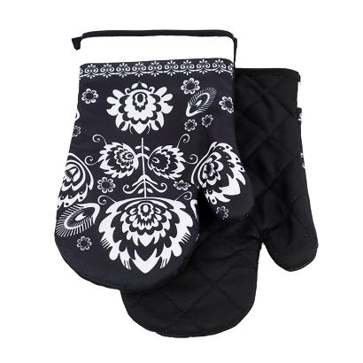 Rękawice kuchenne 18x27 z magnesem 2 szt. łowicki czarne