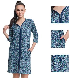 Szlafrok damski LUNA kod 362 emeraldowa w kwiatki