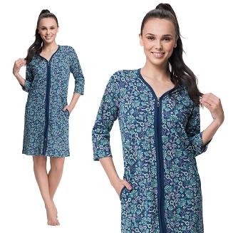 Szlafrok damski LUNA kod 362 emeraldowa w kwiatki