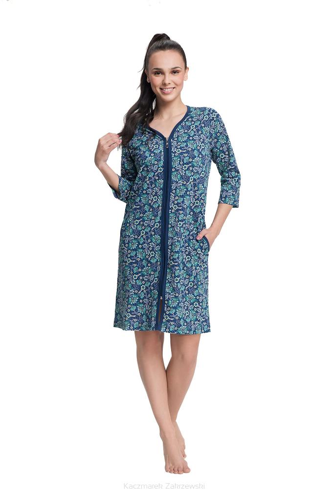 Szlafrok damski LUNA kod 362 emeraldowa w kwiatki