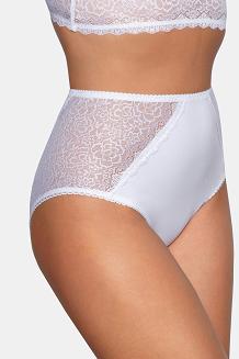 Figi damskie z wysokim stanem i koronką Babell kod 184 białe