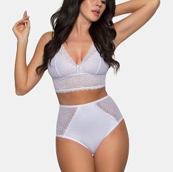 Figi damskie z wysokim stanem i koronką Babell kod 184 białe