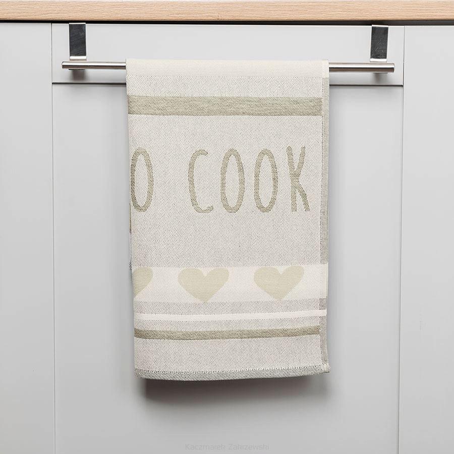 Ścierka kuchenna bawełna egipska COOK 50x70 serduszka beżowa