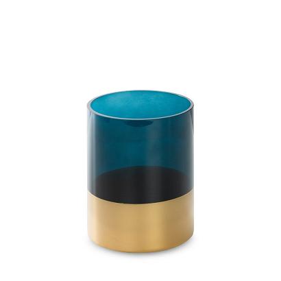 Świecznik dekoracyjny LILI6 12x15 Eurofirany turkusowy złoty w kształcie walca