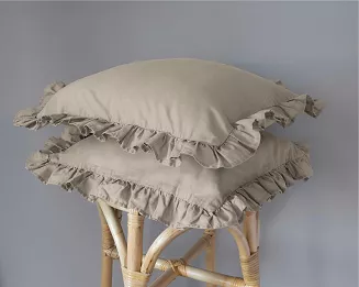 KPL POSZEWEK BAWEŁNA PURE TAUPE 40X40  (a'2SZT) Z FALBANĄ