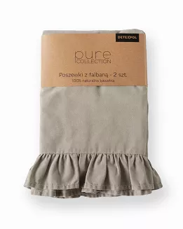 KPL POSZEWEK BAWEŁNA PURE TAUPE 40X40  (a'2SZT) Z FALBANĄ