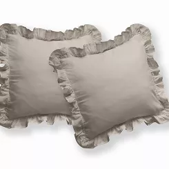 KPL POSZEWEK BAWEŁNA PURE TAUPE 40X40  (a'2SZT) Z FALBANĄ