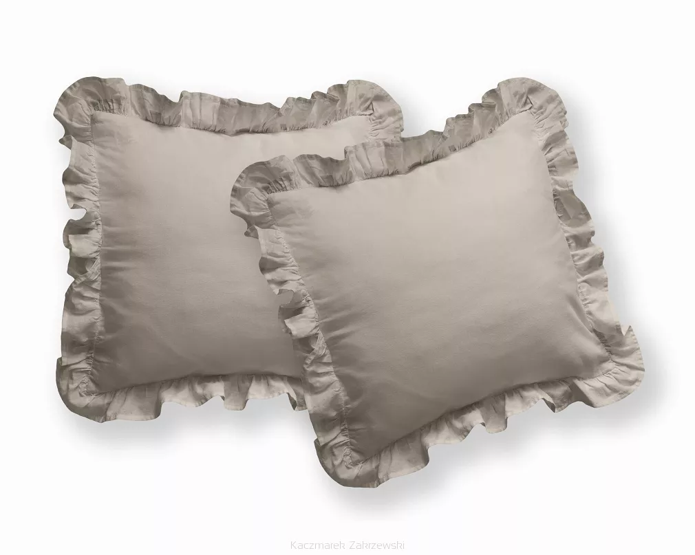 KPL POSZEWEK BAWEŁNA PURE TAUPE 40X40  (a'2SZT) Z FALBANĄ