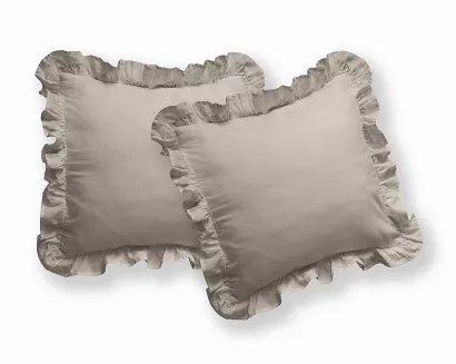 Komplet poszewek bawełnianych z falbanką 40x40 Pure taupe 2 sztuki