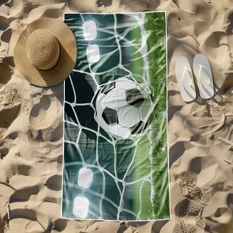 Ręcznik plażowy 100x180 zielony piłka w bramce