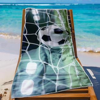 Ręcznik plażowy 100x180 zielony piłka w bramce