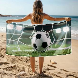 Ręcznik plażowy 100x180 zielony piłka w bramce