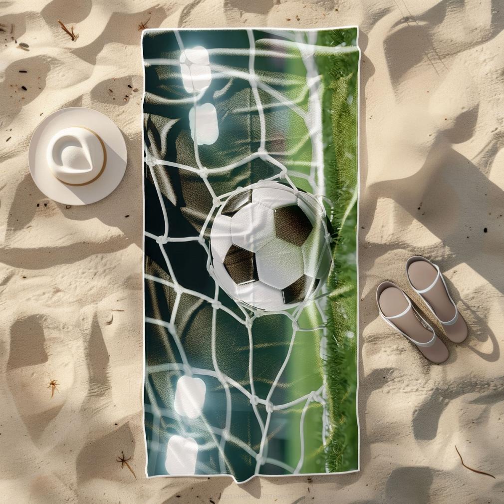 Ręcznik plażowy 100x180 zielony piłka w bramce