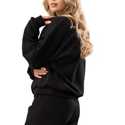 Bawełniana bluza dresowa z długim rękawem Babell kod 3009 czarna