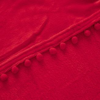 Koc narzuta Pompie 150x200 czerwony z pomponami