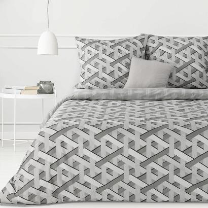 Pościel bawełniana Classic Deluxe SARA 160x200 Eurofirany szara geometria