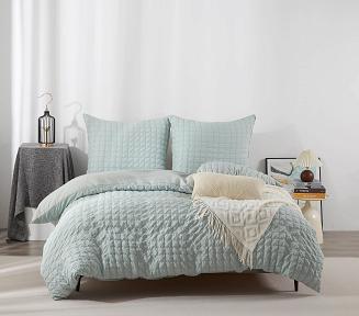 Pościel marszczona CREASY 140x200 jednobarwna szałwiowa