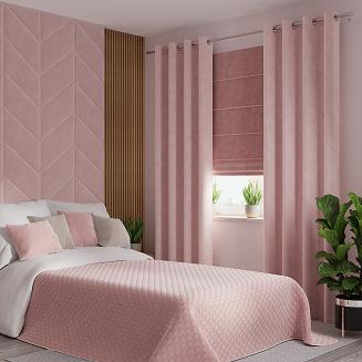 Zasłona gotowa na przelotkach VELVI 140x260 jasnoróżowa