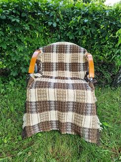 Narzuta dekoracyjna tkana 170x205  brązowa beżowa kremowa krata warkocze