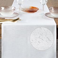 Bieżnik dekoracyjny wodoodporny KATE 40x140 Eurofirany biały strukturalna faktura