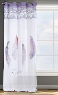 Zasłona gotowa na przelotkach PIÓRO 140x250 Design91 fioletowy