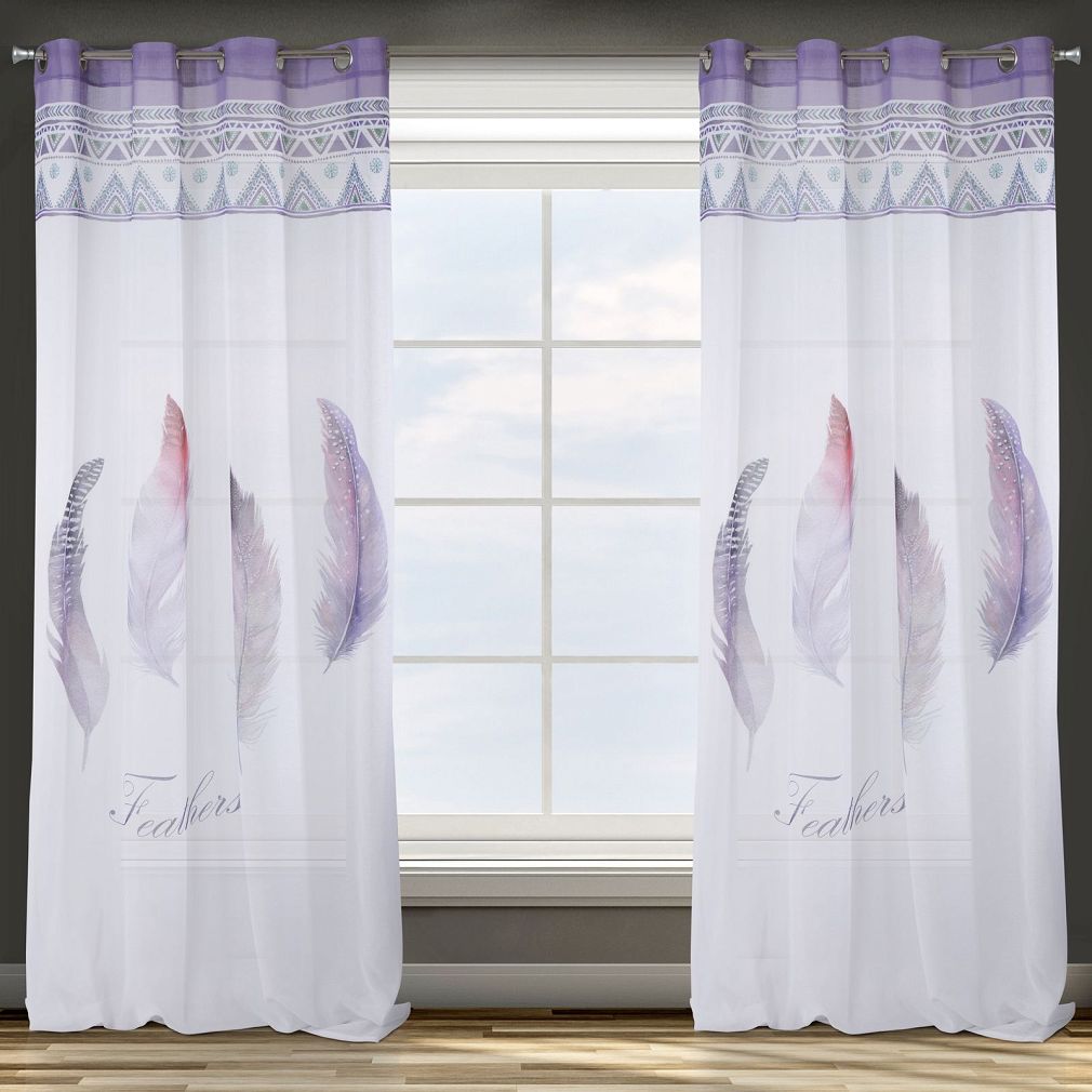 Zasłona gotowa na przelotkach PIÓRO 140x250 Design91 fioletowy